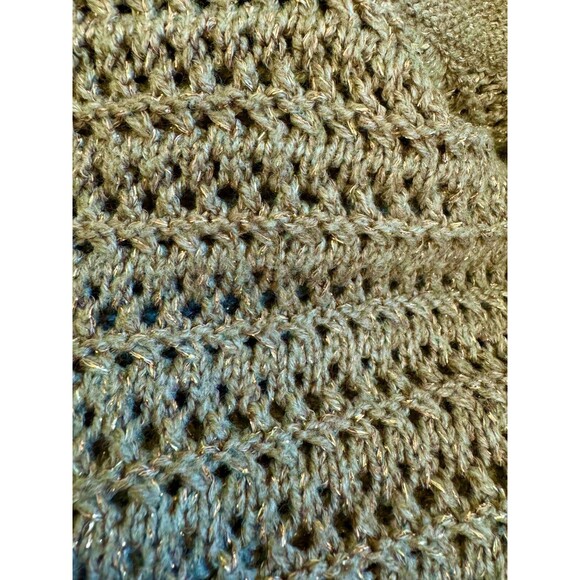 New York & Co Shimmery Cowl Sweater Sz L Open Knit Gold Thread Holiday Party - Picture 5 of 9